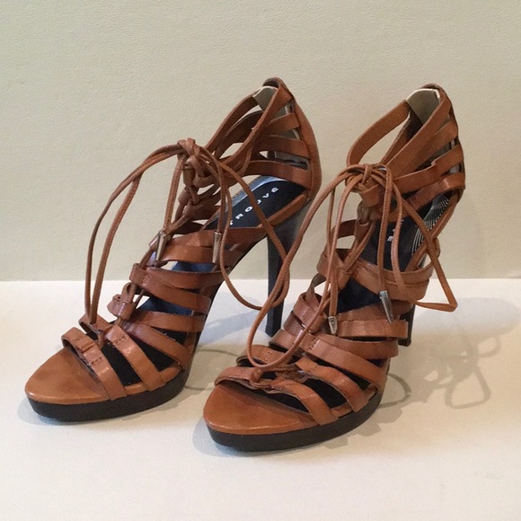 Trouve Shoes - Trouve Real Leather Lace Up Heels